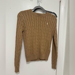 Vintage Polo Ralph Lauren Cable Knit Tan Pullover Size Small Petite